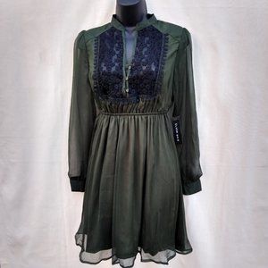 BLUSH NOIR LONG SLEEVE AVOCADO GREEN DRESS